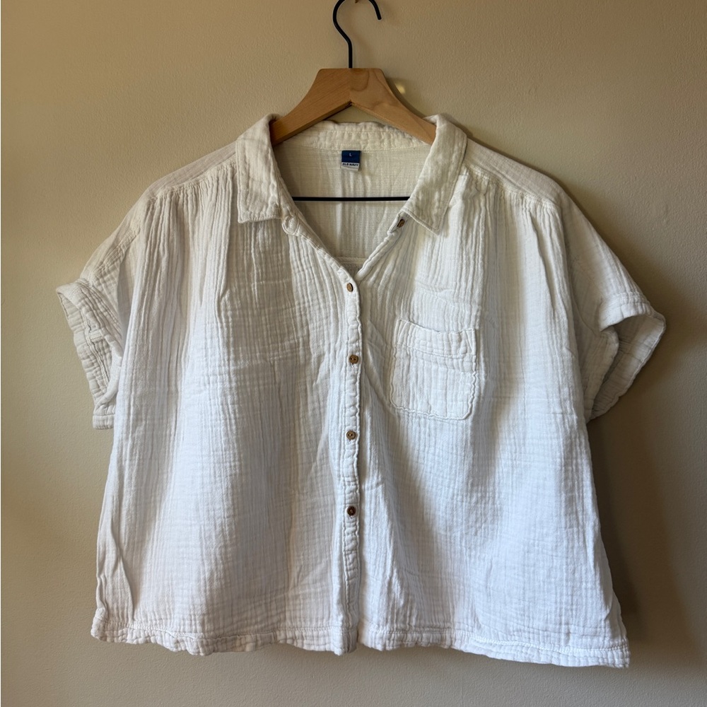 Old Navy Cream Button-Down Shirt Sz L